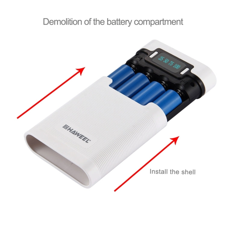 Caixa para Power Bank HAWEEL DIY para 4 Baterias 18650 (Não Incluídas) 10000mAh com 2 Saídas USB e Display para iPhone, Galaxy, Sony, HTC, Google, Huawei, Xiaomi, Lenovo e outros Smartphones, DIY 4 Baterias 18650 10000mAh (US)
