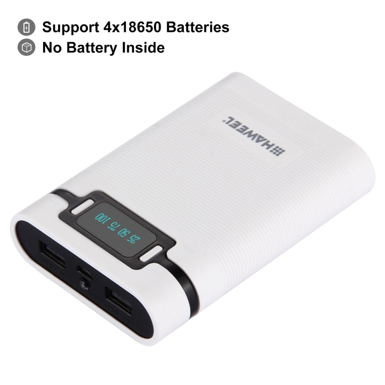 Caixa para Power Bank HAWEEL DIY para 4 Baterias 18650 (Não Incluídas) 10000mAh com 2 Saídas USB e Display para iPhone, Galaxy, Sony, HTC, Google, Huawei, Xiaomi, Lenovo e outros Smartphones, DIY 4 Baterias 18650 10000mAh (US)
