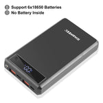 Caixa Power Bank HAWEEL DIY para 6 x Baterias 18650 24W Carregamento Rápido com Ecrã, Sem Baterias Incluídas, 6 x Baterias 18650