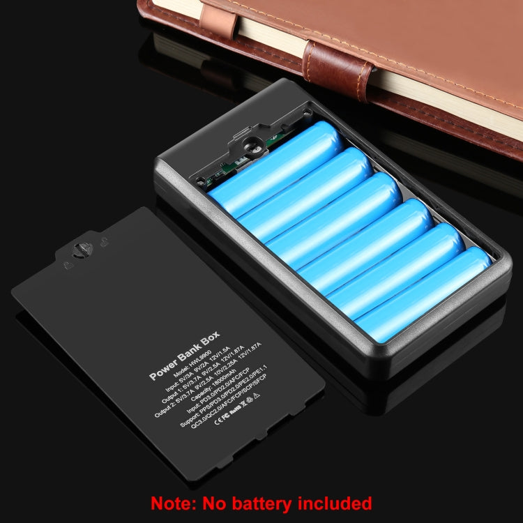 Caixa Power Bank HAWEEL DIY para 6 x Baterias 18650 24W Carregamento Rápido com Ecrã, Sem Baterias Incluídas, 6 x Baterias 18650