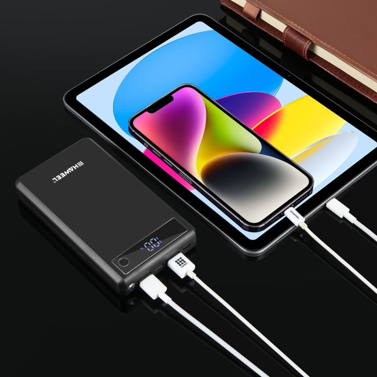 Caixa Power Bank HAWEEL DIY para 6 x Baterias 18650 24W Carregamento Rápido com Ecrã, Sem Baterias Incluídas, 6 x Baterias 18650