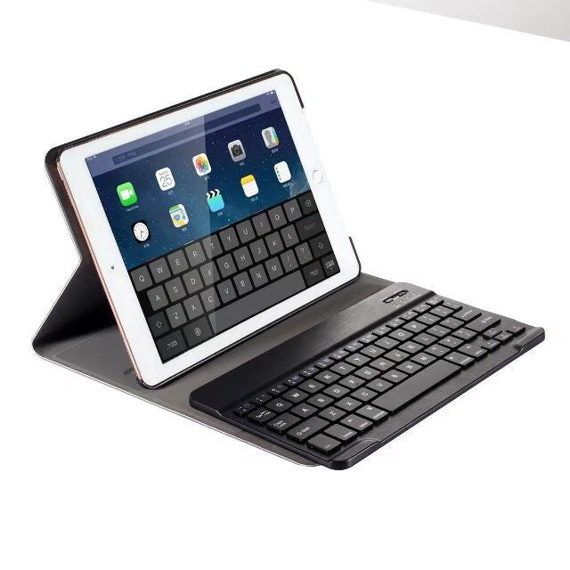 Teclado Bluetooth Desmontável + Capa de Tablet em Pele com Flip Horizontal e Suporte para iPad Pro 9.7 polegadas, iPad Air, iPad Air 2, iPad 9.7 polegadas (2017), iPad 9.7 polegadas (2018), A07 Preto, A07 Dourado, A07 Azul, A07 Rosa Dourado