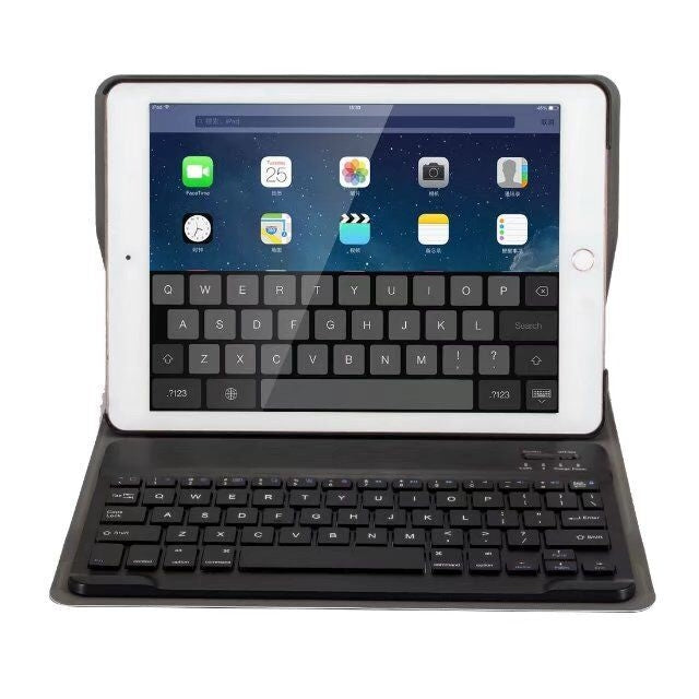 Teclado Bluetooth Desmontável + Capa de Tablet em Pele com Flip Horizontal e Suporte para iPad Pro 9.7 polegadas, iPad Air, iPad Air 2, iPad 9.7 polegadas (2017), iPad 9.7 polegadas (2018), A07 Preto, A07 Dourado, A07 Azul, A07 Rosa Dourado