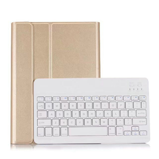 Teclado Bluetooth Desmontável + Capa de Tablet em Pele com Flip Horizontal e Suporte para iPad Pro 9.7 polegadas, iPad Air, iPad Air 2, iPad 9.7 polegadas (2017), iPad 9.7 polegadas (2018), A07 Preto, A07 Dourado, A07 Azul, A07 Rosa Dourado