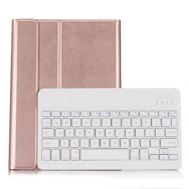 Teclado Bluetooth Desmontável + Capa de Tablet em Pele com Flip Horizontal e Suporte para iPad Pro 9.7 polegadas, iPad Air, iPad Air 2, iPad 9.7 polegadas (2017), iPad 9.7 polegadas (2018), A07 Preto, A07 Dourado, A07 Azul, A07 Rosa Dourado