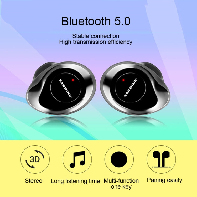 SARDiNE F8 Auriculares Estéreo Sem Fios TWS Bluetooth V5.0 com Caixa de Carregamento