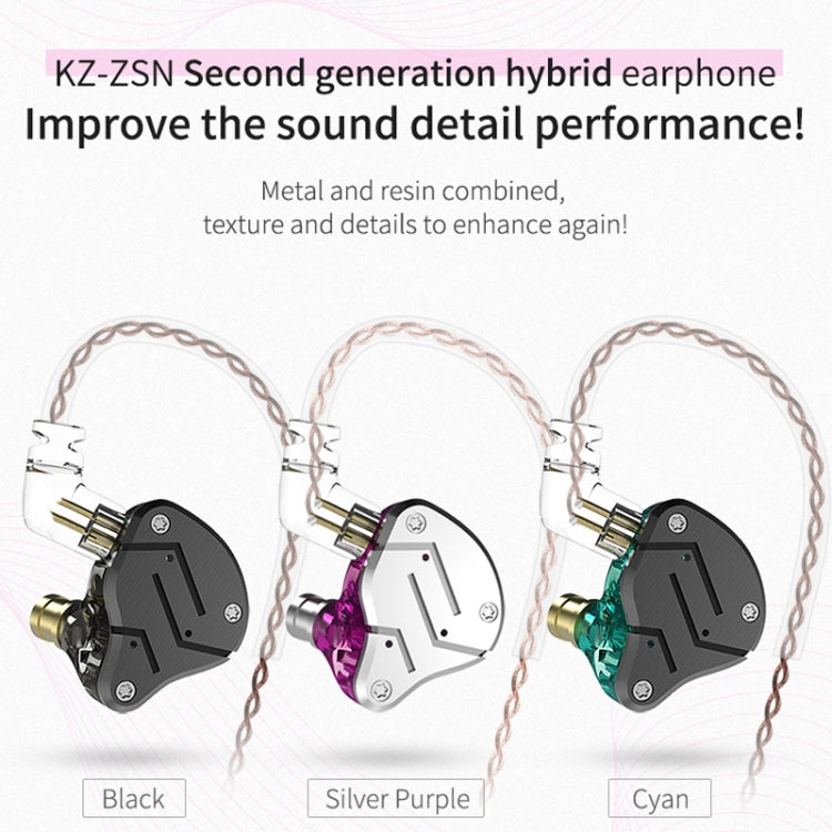 KZ ZSN Auricular Intra-auricular com Controlo Com Fios, Ferro Móvel de Círculo, Quad-core, Mega Graves HiFi com Microfone