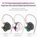 KZ ZSN Auricular Intra-auricular com Controlo Com Fios, Ferro Móvel de Círculo, Quad-core, Mega Graves HiFi Sem Microfone