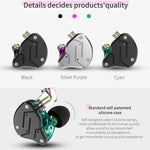KZ ZSN Auricular Intra-auricular com Controlo Com Fios, Ferro Móvel de Círculo, Quad-core, Mega Graves HiFi Sem Microfone