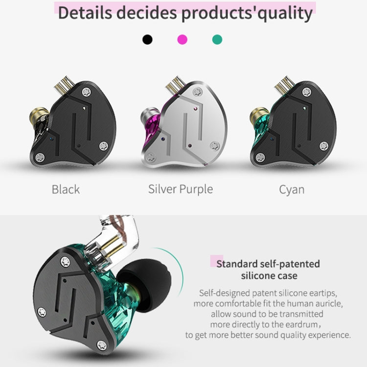 KZ ZSN Auricular Intra-auricular com Controlo Com Fios, Ferro Móvel de Círculo, Quad-core, Mega Graves HiFi Sem Microfone