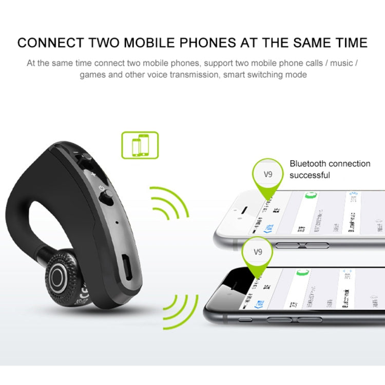 Auricular Bluetooth sem fios mãos-livres V9 Business CSR 4.1 com microfone para condutor desportivo