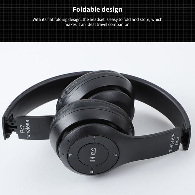 Auricular Bluetooth Sem Fios Dobrável P47 com Entrada de Áudio 3,5mm, Suporte para MP3 / Chamadas, P47 Preto, P47 Azul, P47 Vermelho, P47 Branco, P47 Verde