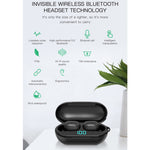 Auricular Bluetooth Sem Fios H6 TWS Bluetooth 5.0 com Ecrã Digital e Caixa de Carregamento, Suporte para Siri e Chamadas HD