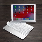 Capa de Tablet em Pele com Teclado Bluetooth Rotativo Retroiluminado Colorido F102AS para iPad 10.2 polegadas com Função de Suporte para Caneta