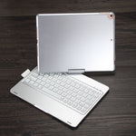 Capa de Tablet em Pele com Teclado Bluetooth Rotativo Retroiluminado Colorido F102AS para iPad 10.2 polegadas com Função de Suporte para Caneta