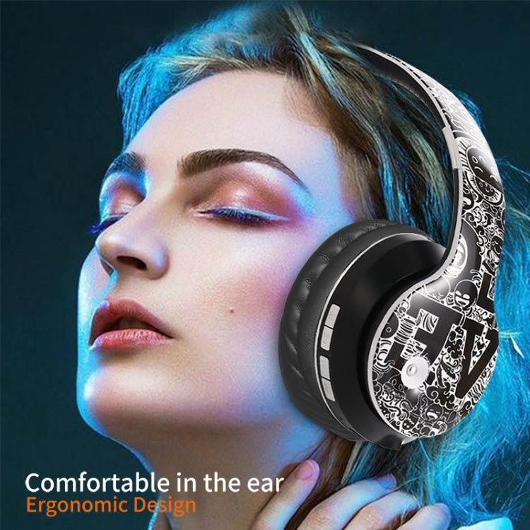 Auricular Bluetooth sem fios B1 com padrão graffiti V5.0