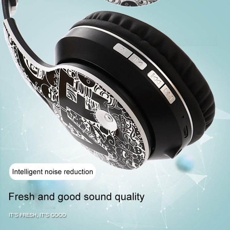 Auricular Bluetooth sem fios B1 com padrão graffiti V5.0