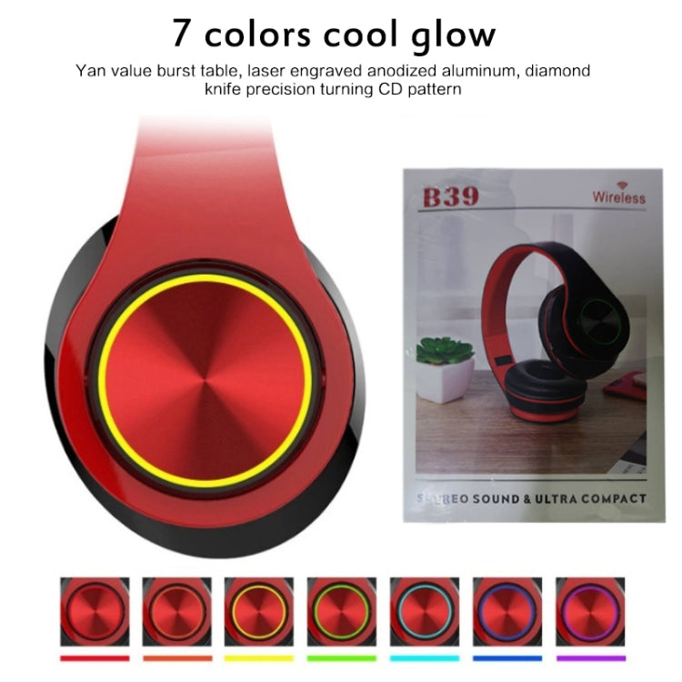 Auricular Bluetooth Sem Fios B39 V5.0, B39 (Vermelho), B39 (Branco), B39 (Azul), B39 (Preto Vermelho), B39 (Preto)