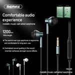 Auricular Estéreo Intra-auricular REMAX RM-201 em Metal com Controlo por Fio + Microfone, Suporta Mãos Livres