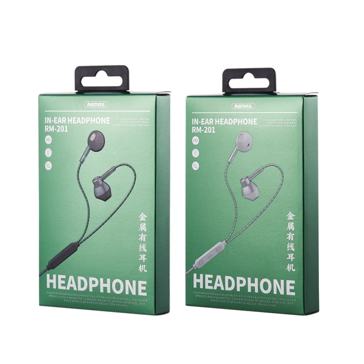 Auricular Estéreo Intra-auricular REMAX RM-201 em Metal com Controlo por Fio + Microfone, Suporta Mãos Livres