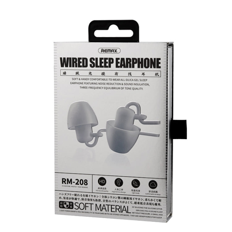 Auricular Estéreo para Dormir Intra-auricular REMAX RM-208 com Controlo por Fio + Microfone, Suporta Mãos Livres
