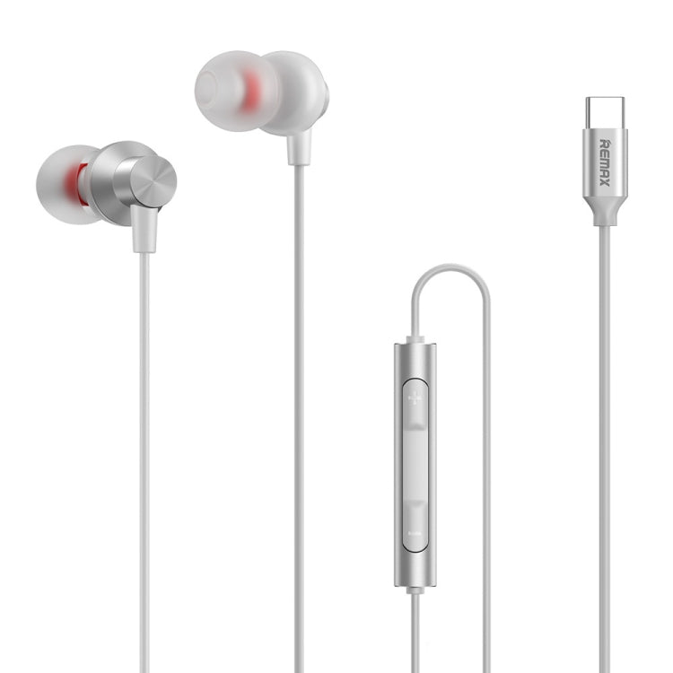 REMAX RM-560 Auricular Estéreo Metal Tipo-C In-Ear com Controlo por Fio + Microfone, Suporta Mãos Livres, Não Compatível com Telefones Samsung