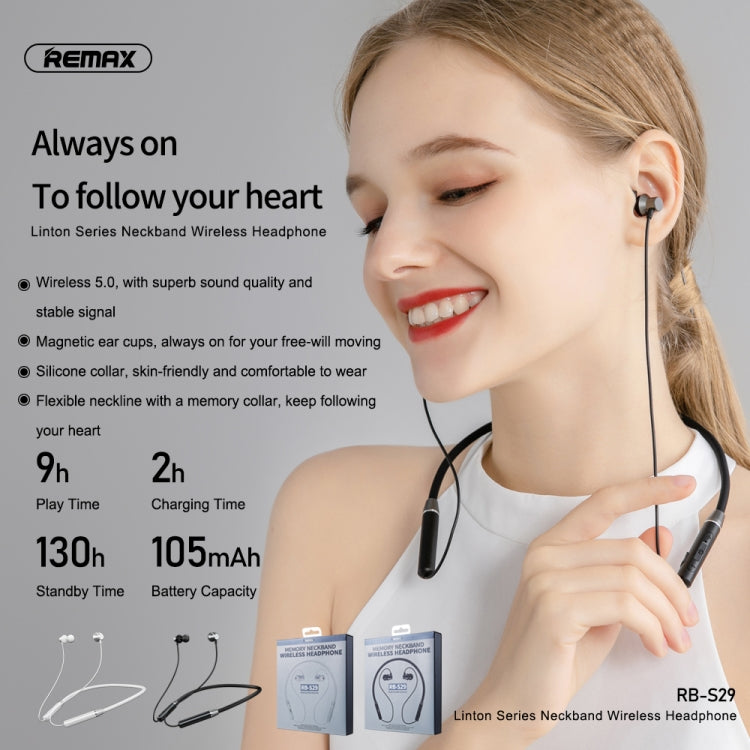 Auricular Sem Fios Bluetooth REMAX RB-S29 Série Linton com Colar de Memória V5.0