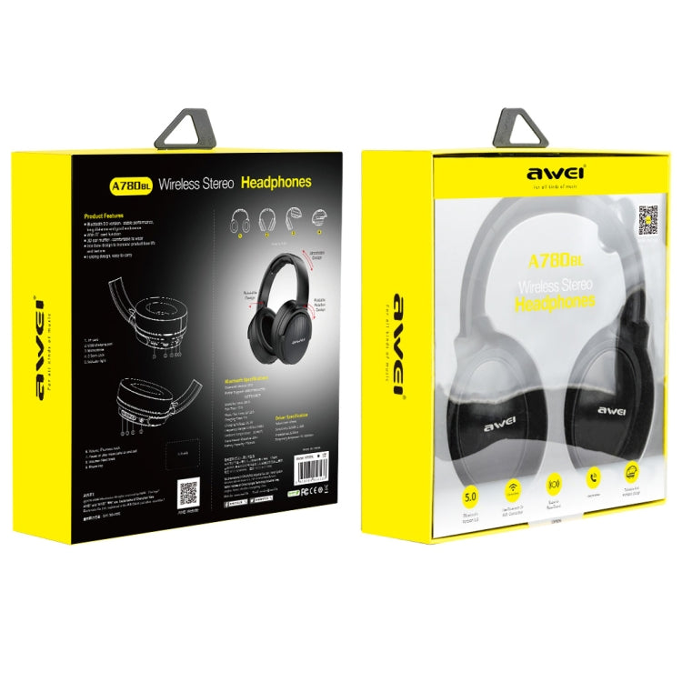Auricular Bluetooth Dobrável com Graves awei A780BL Bluetooth 5.0 com Entrada Auxiliar 3,5mm, A780BL
