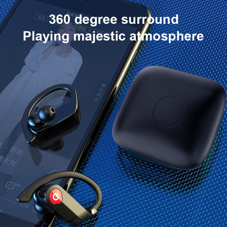Auricular Desportivo Bluetooth Sem Fios Q83 com Gancho para Ouvido e Caixa de Carregamento, Suporta Ecrã LED de Energia de Três Telas & Power Bank, Q83