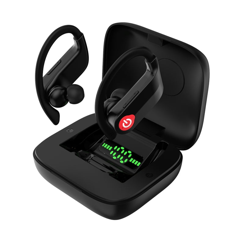 Auricular Desportivo Bluetooth Sem Fios Q83 com Gancho para Ouvido e Caixa de Carregamento, Suporta Ecrã LED de Energia de Três Telas & Power Bank, Q83
