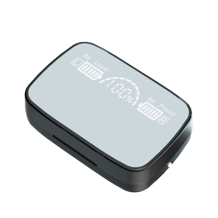 Auricular Bluetooth M9 5.1 TWS com Ecrã Digital Espelhado, Caixa de Carregamento e Lanterna, Suporte a Toque & Siri & Indicador de Bateria, M9 (Preto)