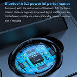 Auricular Bluetooth M9 5.1 TWS com Ecrã Digital Espelhado, Caixa de Carregamento e Lanterna, Suporte a Toque & Siri & Indicador de Bateria, M9 (Preto)