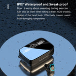 Auricular Bluetooth M9 5.1 TWS com Ecrã Digital Espelhado, Caixa de Carregamento e Lanterna, Suporte a Toque & Siri & Indicador de Bateria, M9 (Preto)