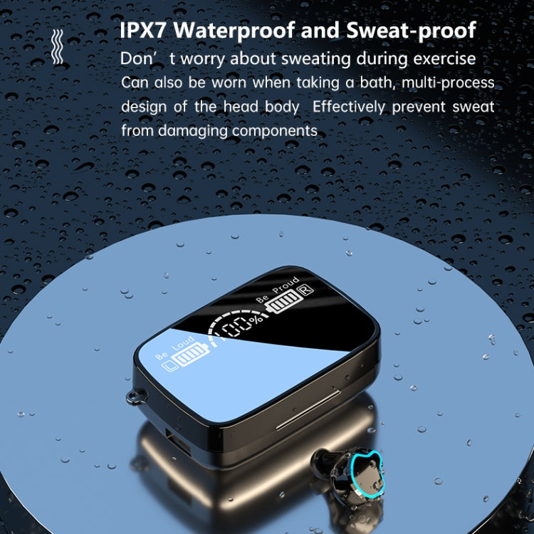 Auricular Bluetooth M9 5.1 TWS com Ecrã Digital Espelhado, Caixa de Carregamento e Lanterna, Suporte a Toque & Siri & Indicador de Bateria, M9 (Preto)