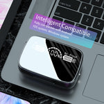 Auricular Bluetooth M9 5.1 TWS com Ecrã Digital Espelhado, Caixa de Carregamento e Lanterna, Suporte a Toque & Siri & Indicador de Bateria, M9 (Preto)