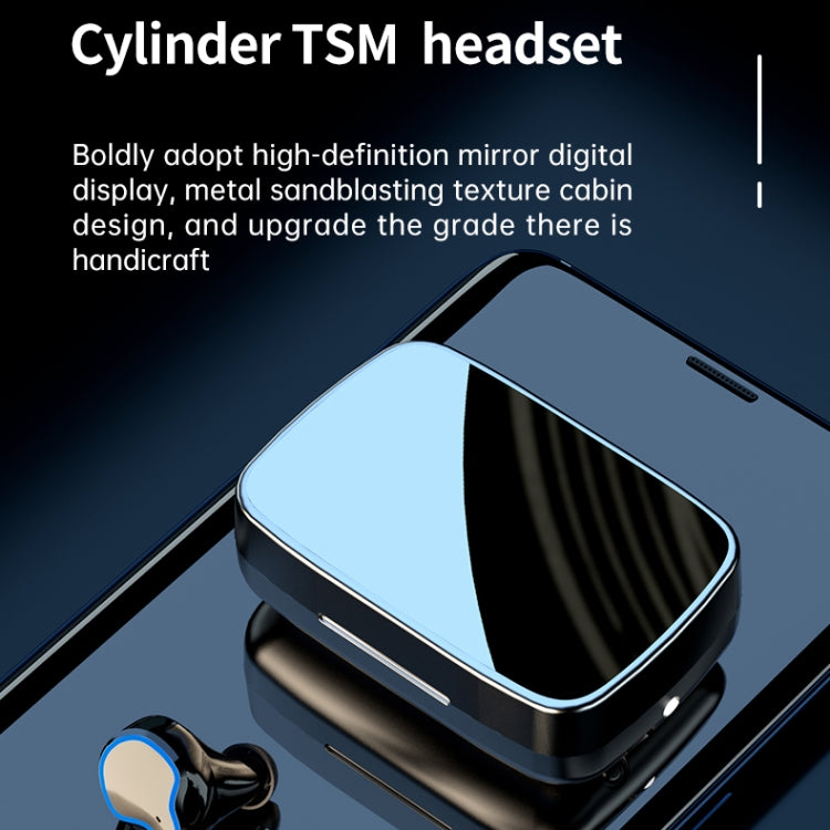 Auricular Bluetooth M9 5.1 TWS com Ecrã Digital Espelhado, Caixa de Carregamento e Lanterna, Suporte a Toque & Siri & Indicador de Bateria, M9 (Preto)