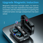 Auricular Bluetooth M9 5.1 TWS com Ecrã Digital Espelhado, Caixa de Carregamento e Lanterna, Suporte a Toque & Siri & Indicador de Bateria, M9 (Preto)