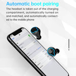 Auricular Bluetooth M9 5.1 TWS com Ecrã Digital Espelhado, Caixa de Carregamento e Lanterna, Suporte a Toque & Siri & Indicador de Bateria, M9 (Preto)