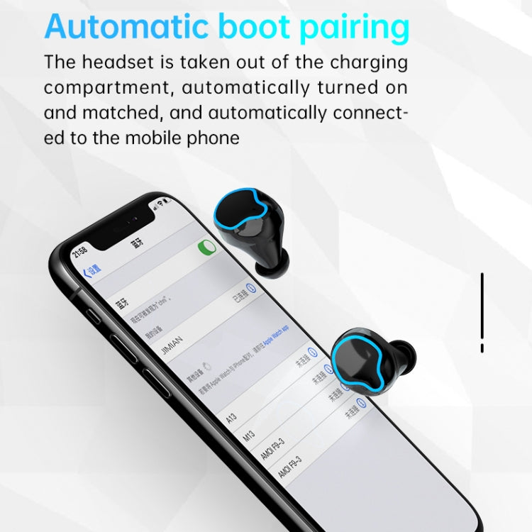Auricular Bluetooth M9 5.1 TWS com Ecrã Digital Espelhado, Caixa de Carregamento e Lanterna, Suporte a Toque & Siri & Indicador de Bateria, M9 (Preto)