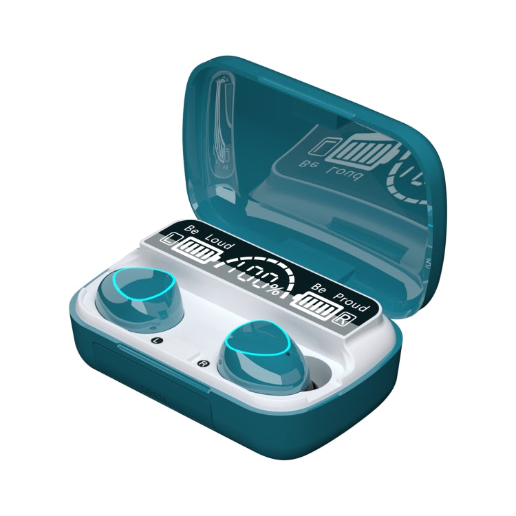 Auricular Bluetooth M10 5.1 TWS com Ecrã Digital, Caixa de Carregamento, Suporte a Toque & Siri & Indicador de Bateria, M10 Preto, M10 Verde