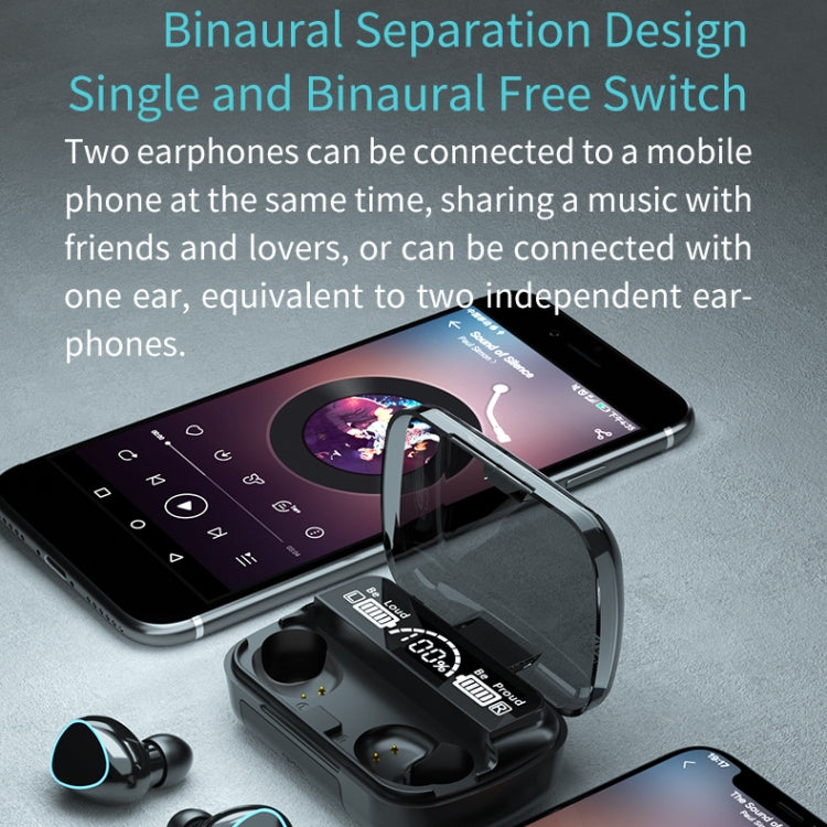 Auricular Bluetooth M10 5.1 TWS com Ecrã Digital, Caixa de Carregamento, Suporte a Toque & Siri & Indicador de Bateria, M10 Preto, M10 Verde