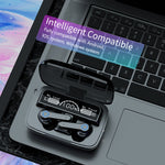 Auricular Bluetooth M19 5.1 TWS com Ecrã Digital, Caixa de Carregamento, Suporte a Toque & Siri & Indicador de Bateria