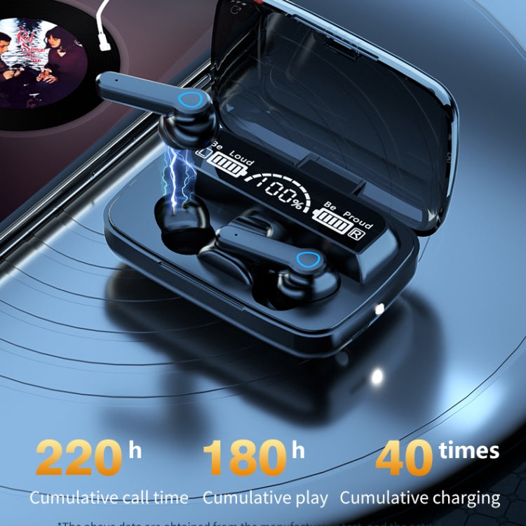 Auricular Bluetooth M19 5.1 TWS com Ecrã Digital, Caixa de Carregamento, Suporte a Toque & Siri & Indicador de Bateria