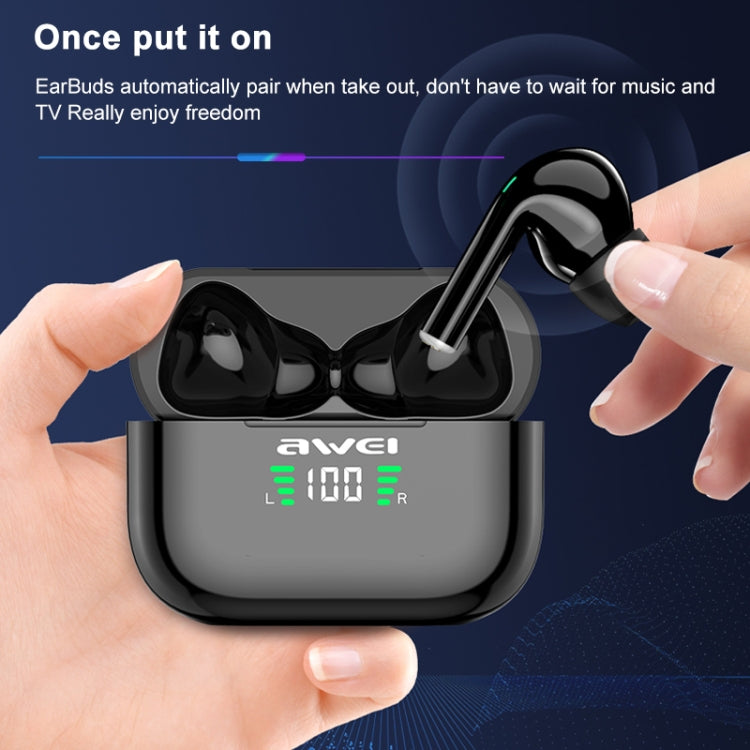 Auricular Desportivo TWS awei T29P Bluetooth V5.0 com Ecrã LED Digital, IPX4 à prova de água, com Caixa de Carregamento