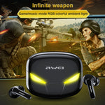 Auricular Desportivo TWS awei T35 Bluetooth V5.0 Modo Duplo para Jogos, IPX5 à prova de água, com Caixa de Carregamento