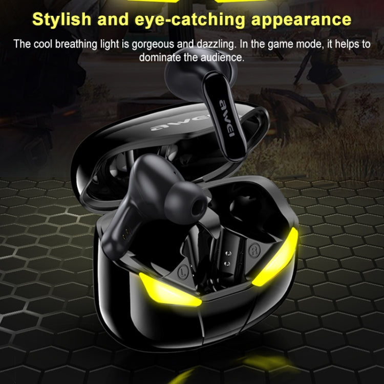 Auricular Desportivo TWS awei T35 Bluetooth V5.0 Modo Duplo para Jogos, IPX5 à prova de água, com Caixa de Carregamento
