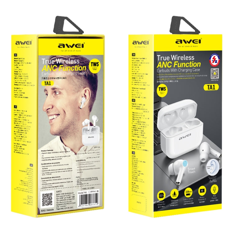 Auricular Desportivo TWS awei TA1 Bluetooth V5.0 com Cancelamento de Ruído ANC, IPX4 à prova de água, com Caixa de Carregamento