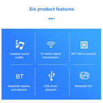 Receptor Transmissor Bluetooth NFC BT19 5.0 para Auricular e Leitor de Áudio de Carro