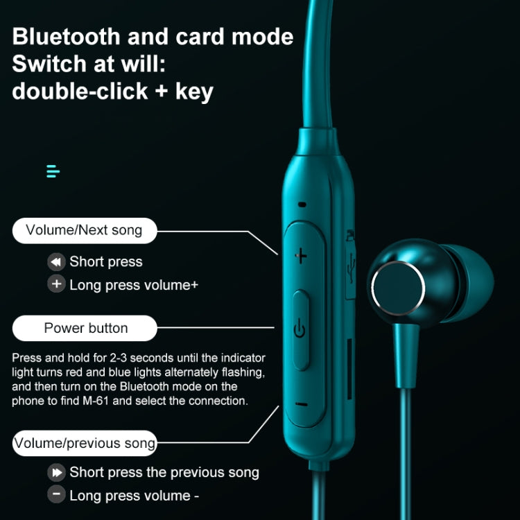 Auricular Bluetooth M61 5.1 Desportivo Empresarial Magnético de Metal Estéreo com Colar