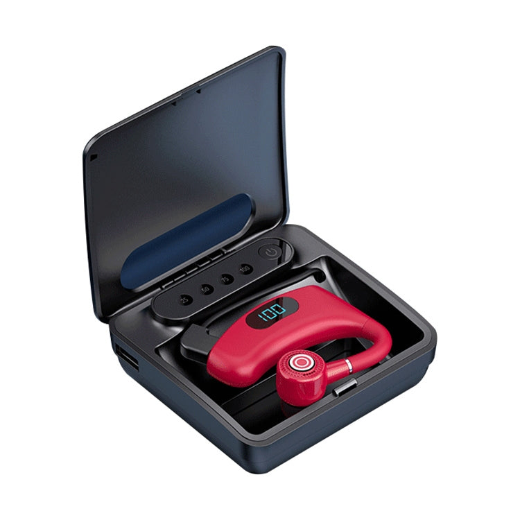 Auricular Bluetooth 5.2 V12 Estilo Empresarial Pendurado, Ecrã Digital LED Inteligente, Sem Fios com Caixa de Carregamento